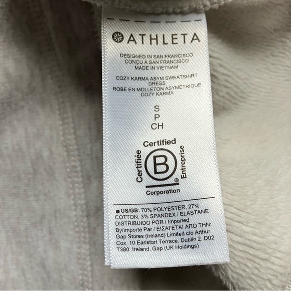 Athleta Cozy Karma Asym Sweatshirt Dress in Light Grey size Small - Picture 4 of 12